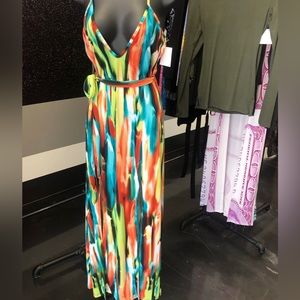 Colorful dress long slit